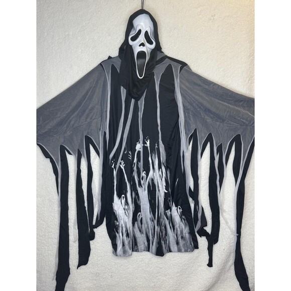 California Costumes Men California Costume Shirt Mens Medium Black Ghost Scream Halloween Robe Hood Mask